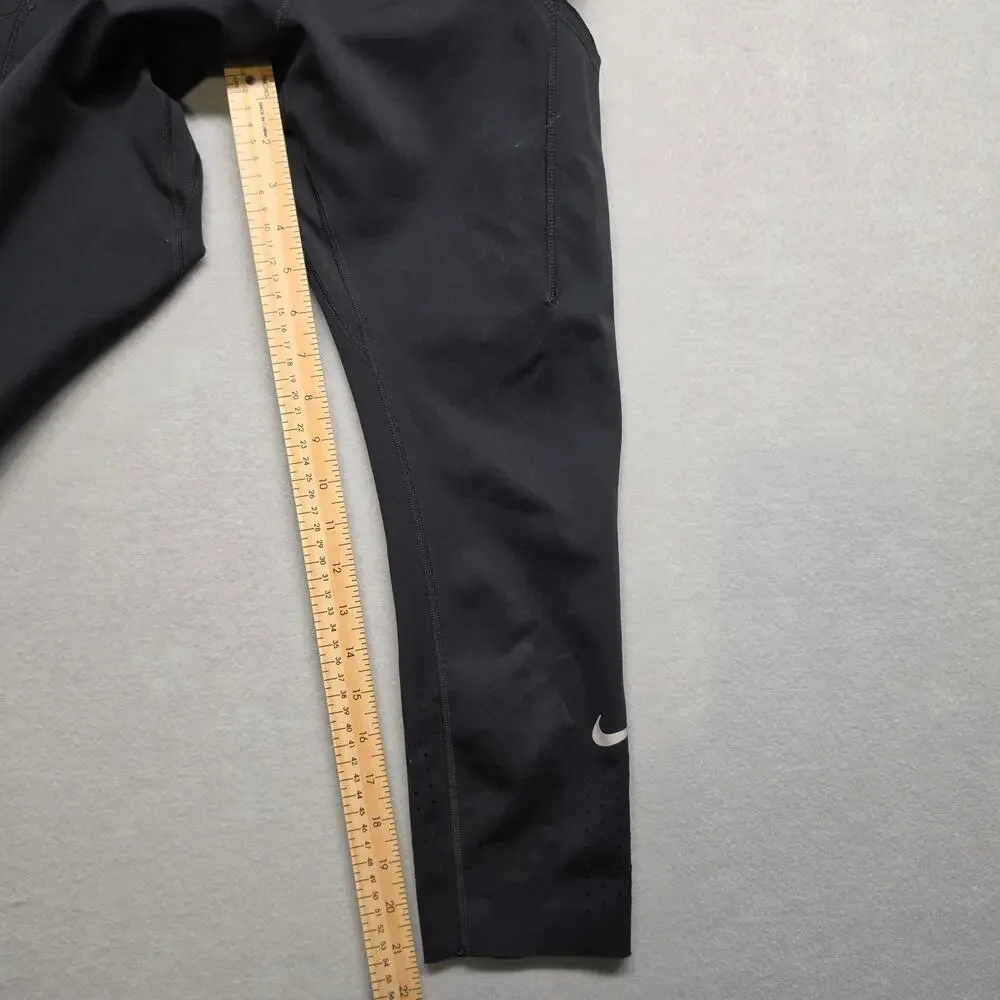 Nike Dri-FIT Womens M Running Capri Leggings Black Perforated Pockets